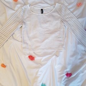 H&M cropped white stiped long sleeve